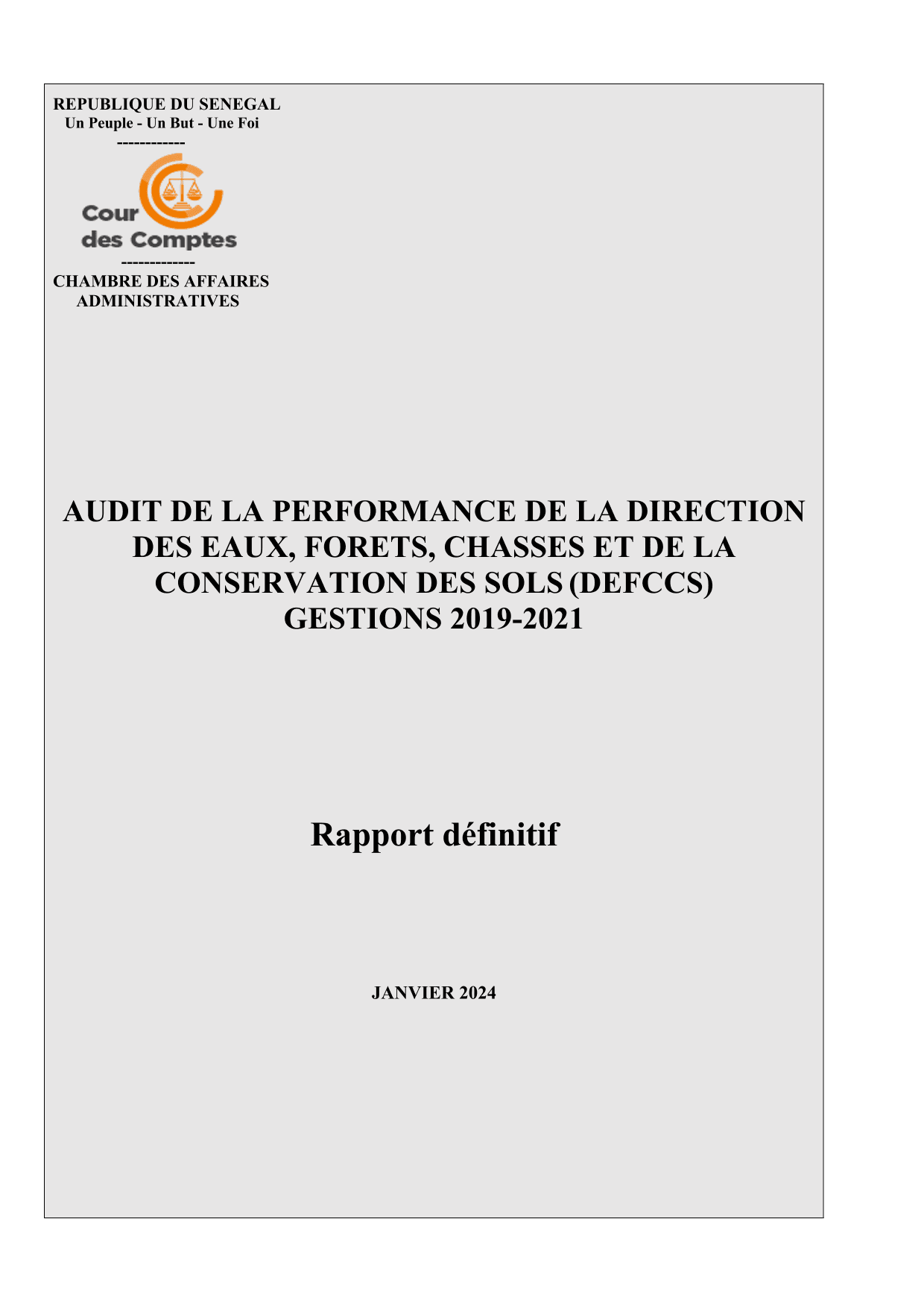 Cour des comptes Rapport contrôle de la gestion de la DEFCCS (2019-2021)