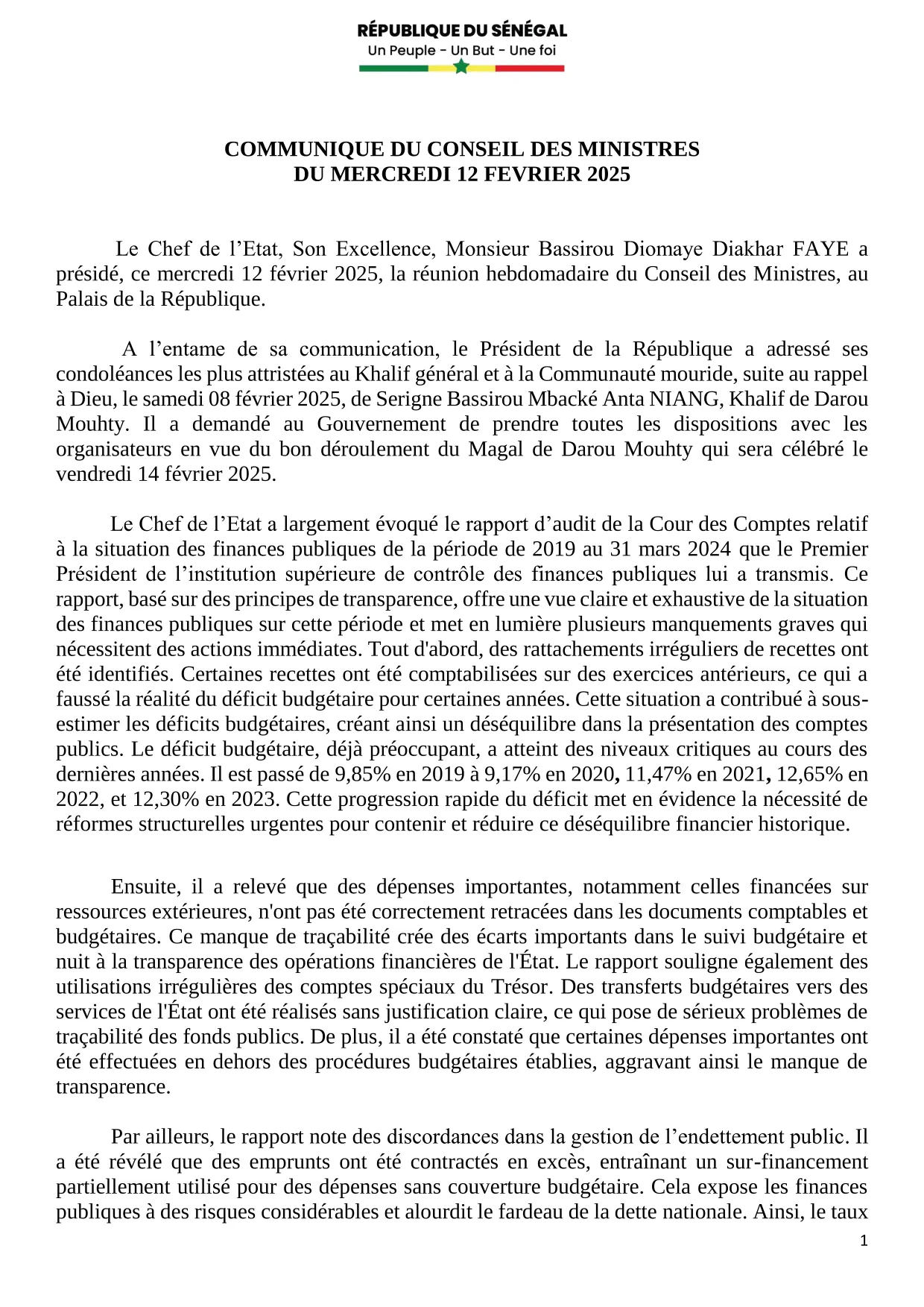 Conseil des ministres du 12 février 2025