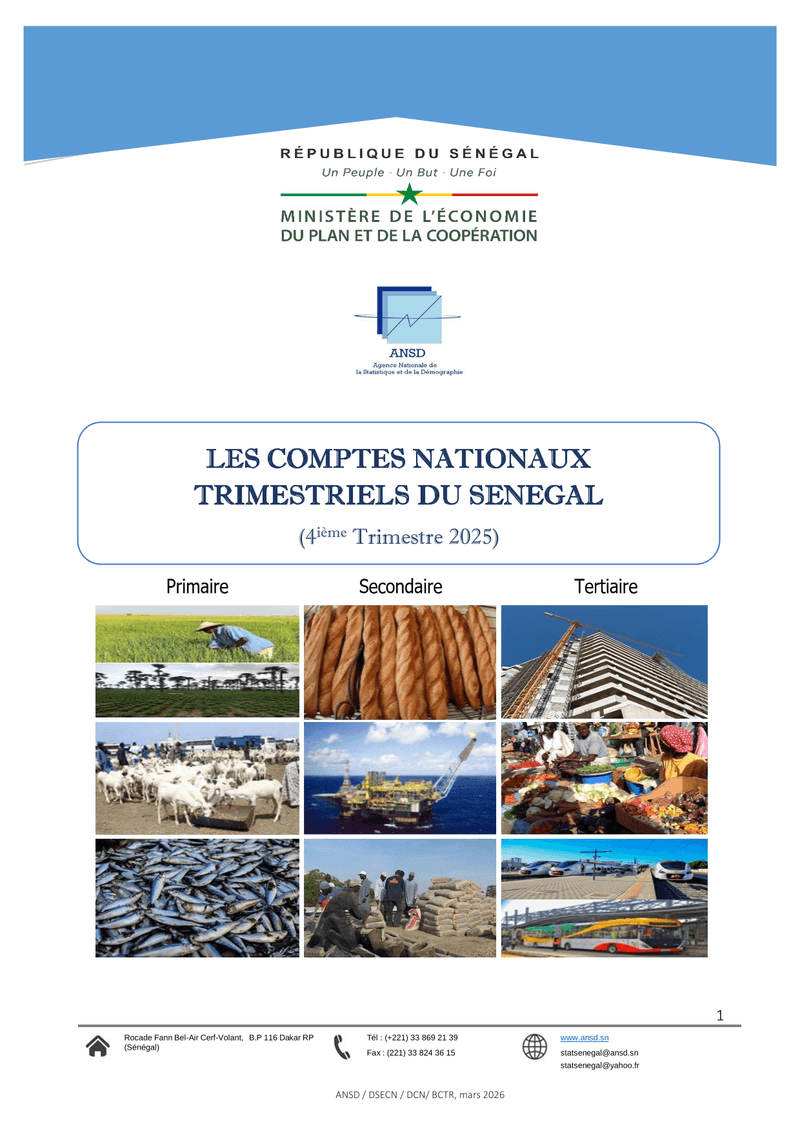 Les comptes nationaux trimestriels du Sénégal, 4e trimestre 2025 – ANSD