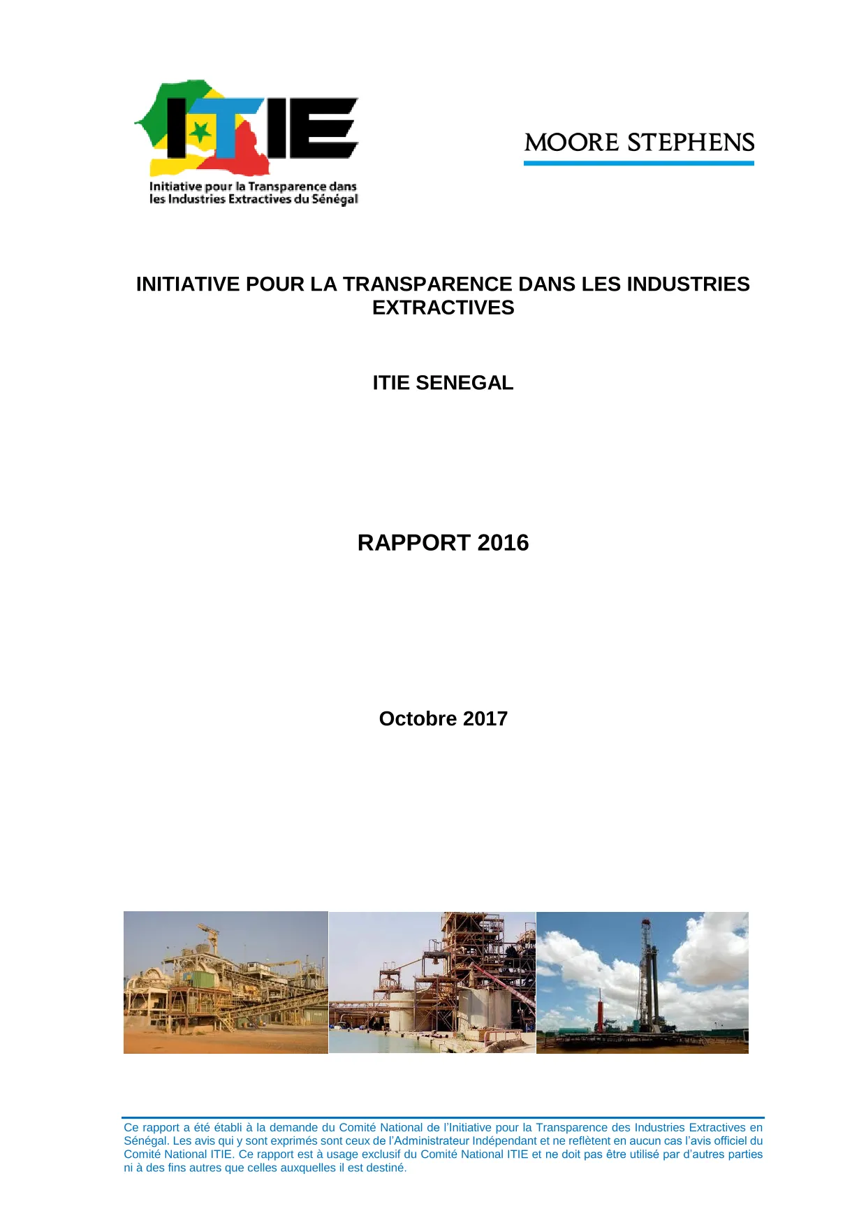 Rapport ITIE Sénégal 2016 sur les paiements des entreprises extractives et les recettes de l’État – ITIE Sénégal