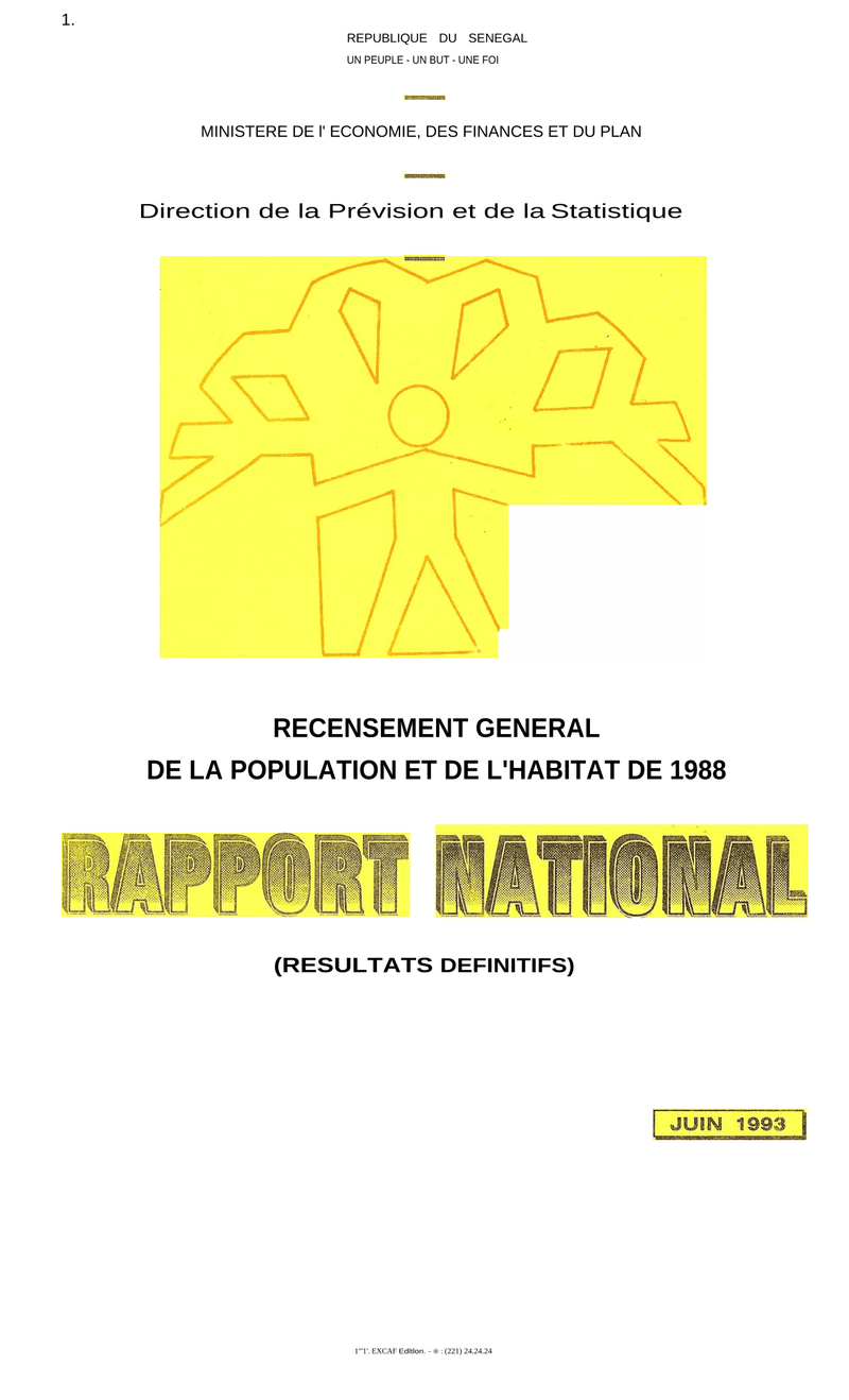 Recensement général de la population et de l’habitat de 1988, résultats définitifs nationaux – Direc