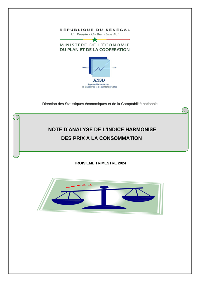 Note d’analyse de l’Indice harmonisé des prix à la consommation (IHPC) au troisième trimestre 2024 –