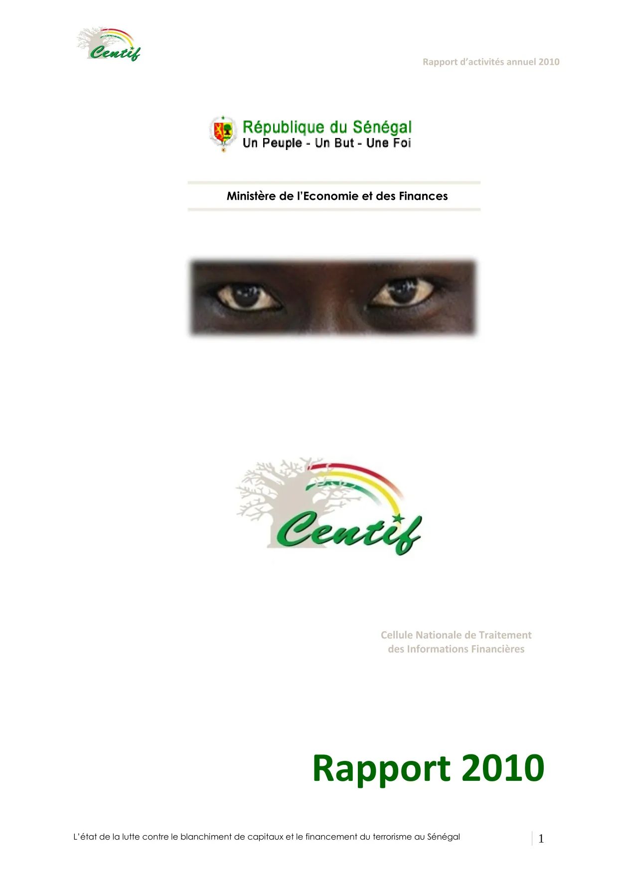 CENTIF Rapport d'activité 2010