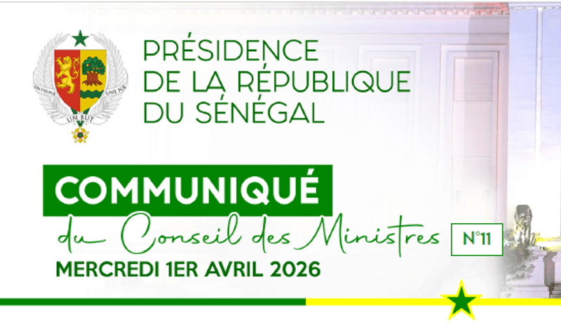 Conseil des Ministres du 1er avril 2026
