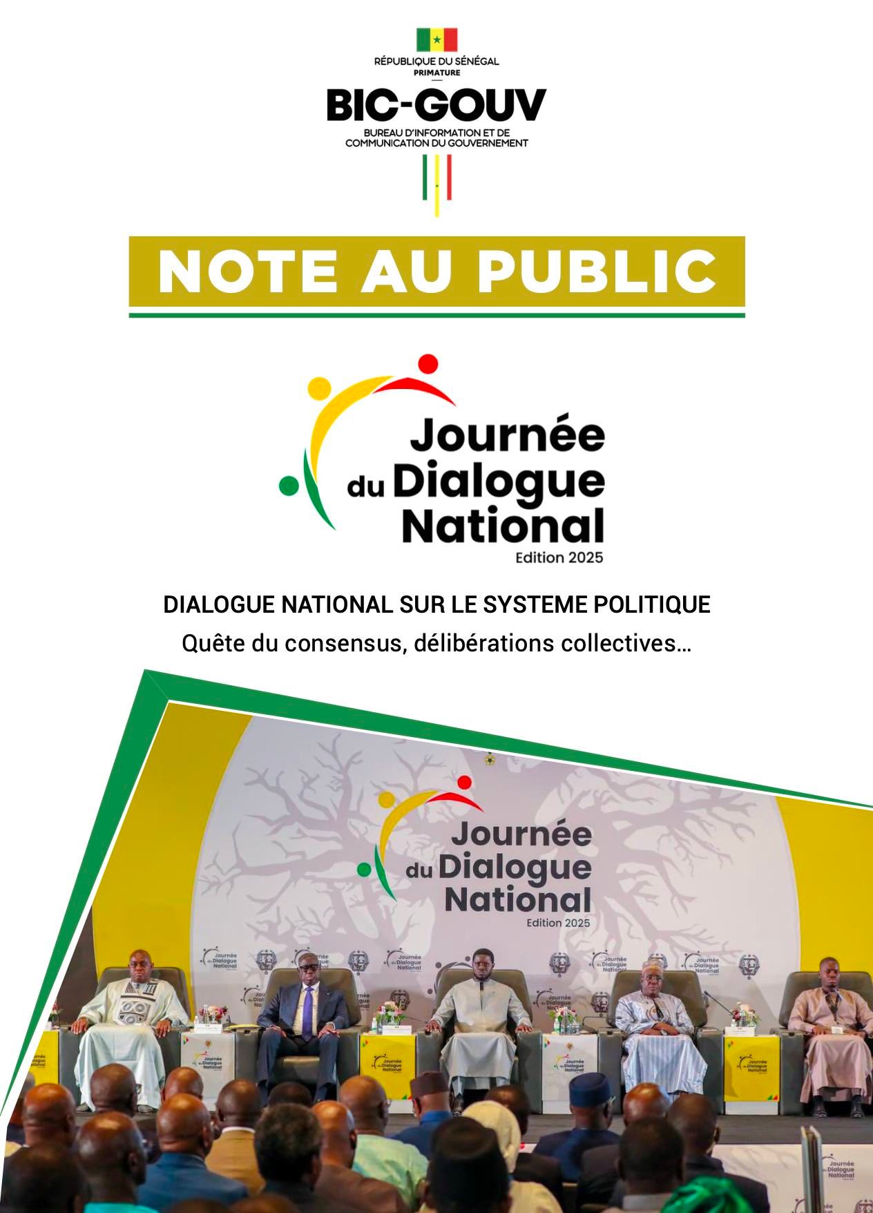 Note au public - Cérémonie d'ouverture de la Journée du Dialogue national sur le Système politique