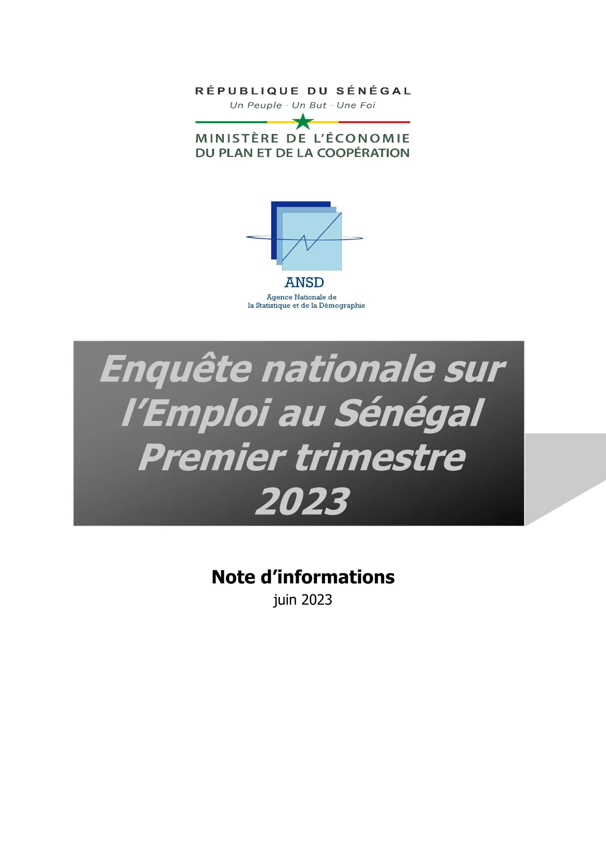 Enquête nationale sur l’emploi au Sénégal (ENES), premier trimestre 2023 – ANSD