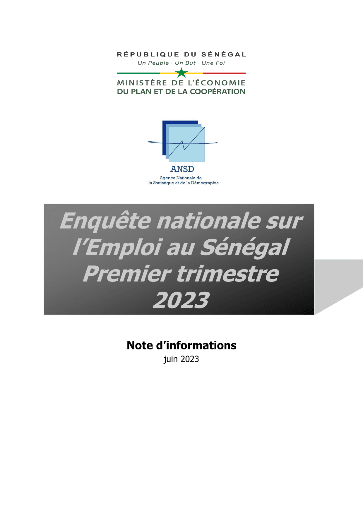 Enquête nationale sur l’emploi au Sénégal (ENES), premier trimestre 2023 – ANSD