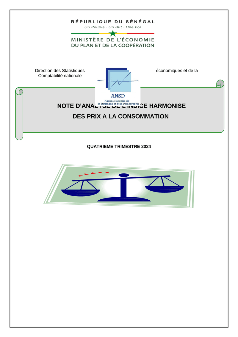 Note d'analyse de l'Indice harmonisé des prix à la consommation (IHPC) du quatrième trimestre 2024 –