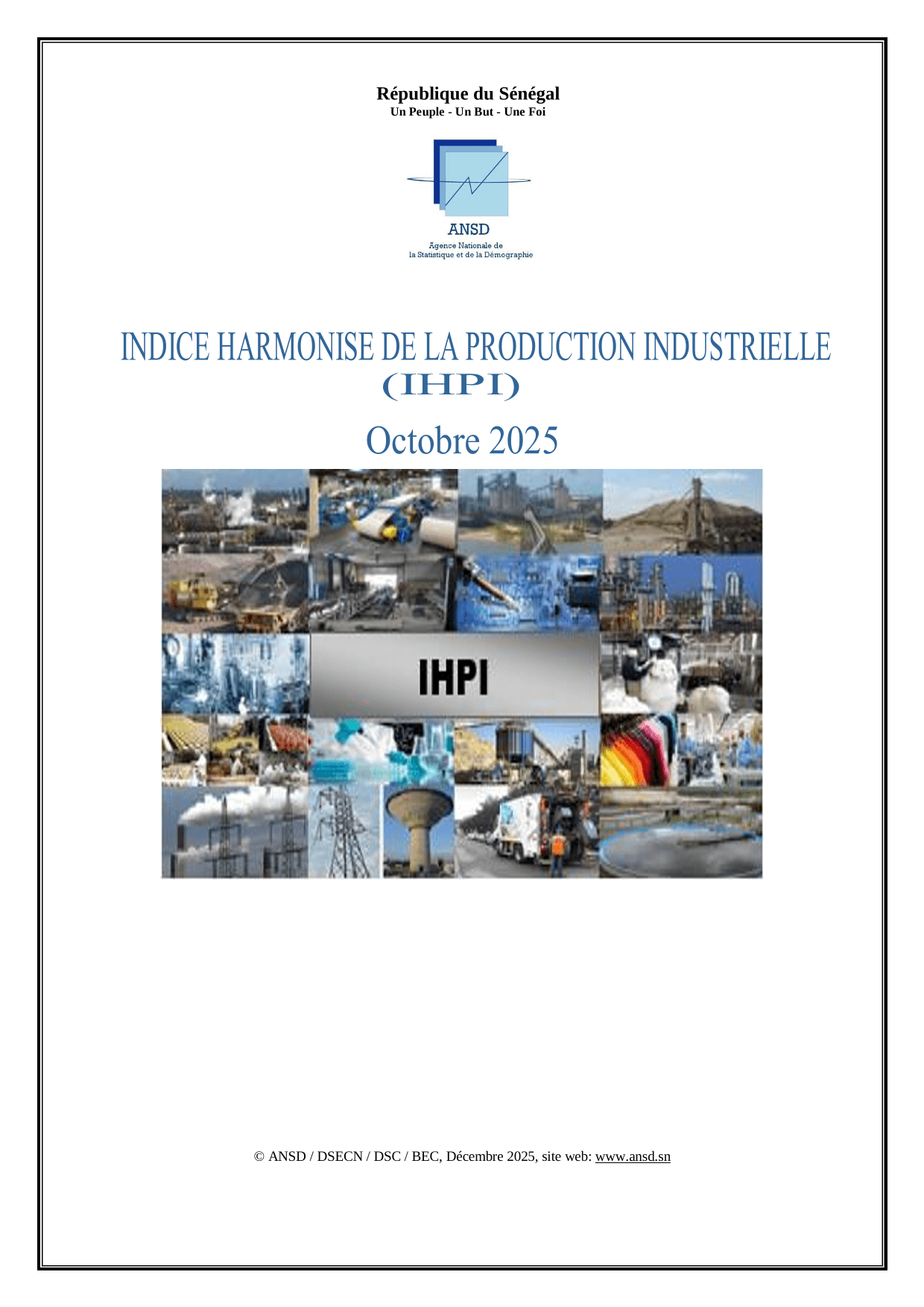 Indice harmonisé de la production industrielle (IHPI) d’octobre 2025 – ANSD