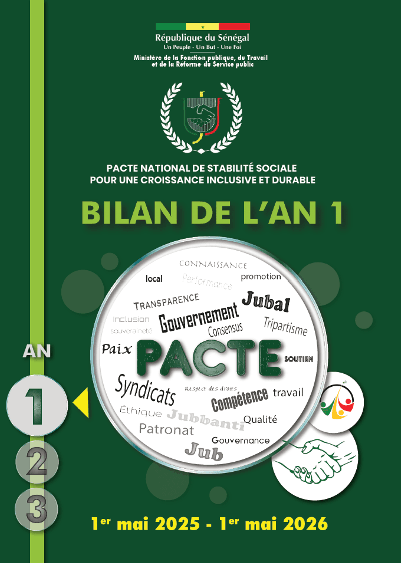 Pacte national de stabilité sociale pour une croissance inclusive et durable (PNSS-CID) – Bilan de la première année (1er mai 2025 - 1er mai 2026) – Ministère de la Fonction publique, du Travail et de la Réforme du Service public