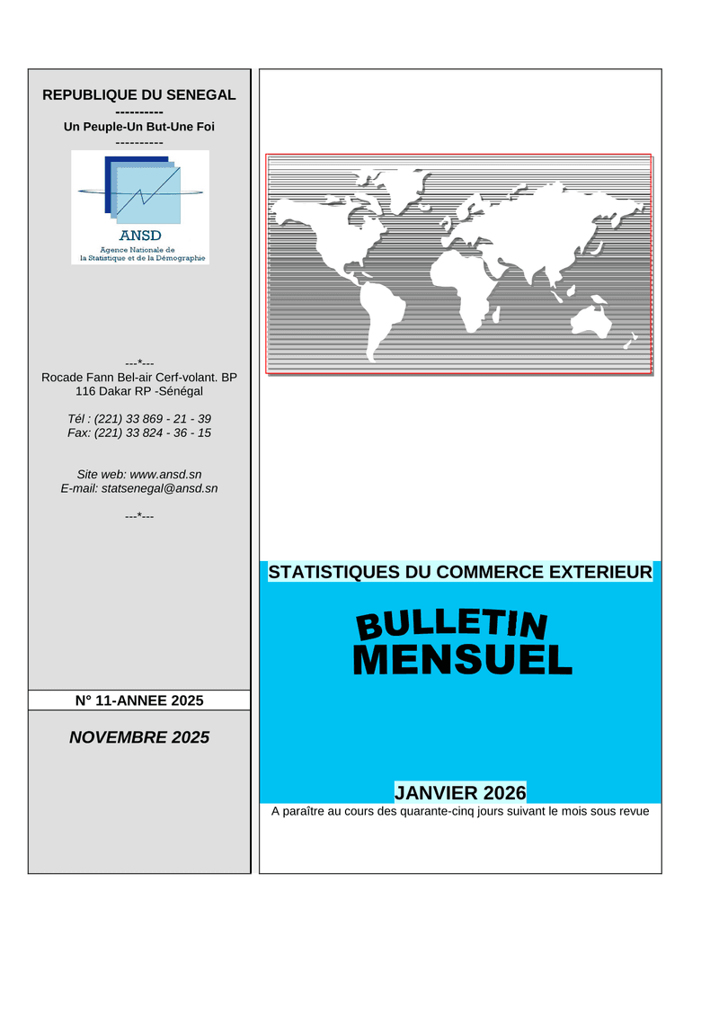 Bulletin mensuel des statistiques du commerce extérieur (BMSCE) novembre 2025 – ANSD
