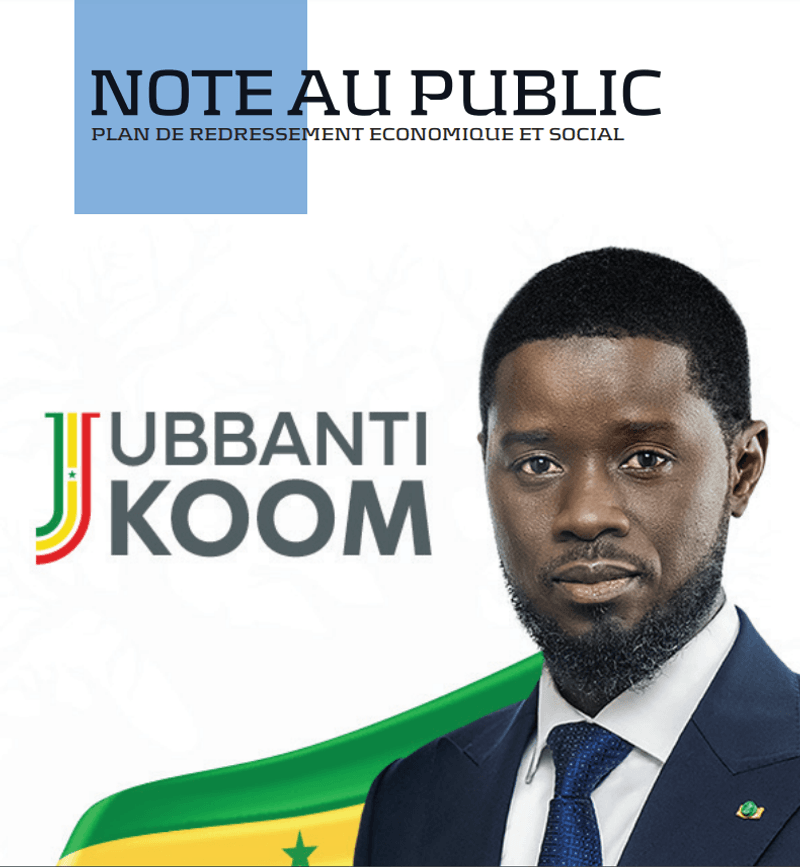 Note au Public - Plan de Redressement JUBBANTI KOOM