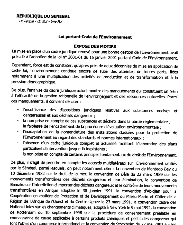 Code de l'Environnement - Loi n°2023-15 du 02 août 2023