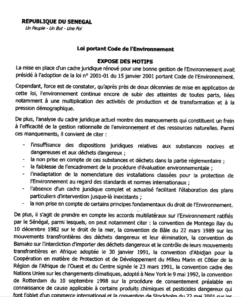 Code de l'Environnement - Loi n°2023-15 du 02 août 2023
