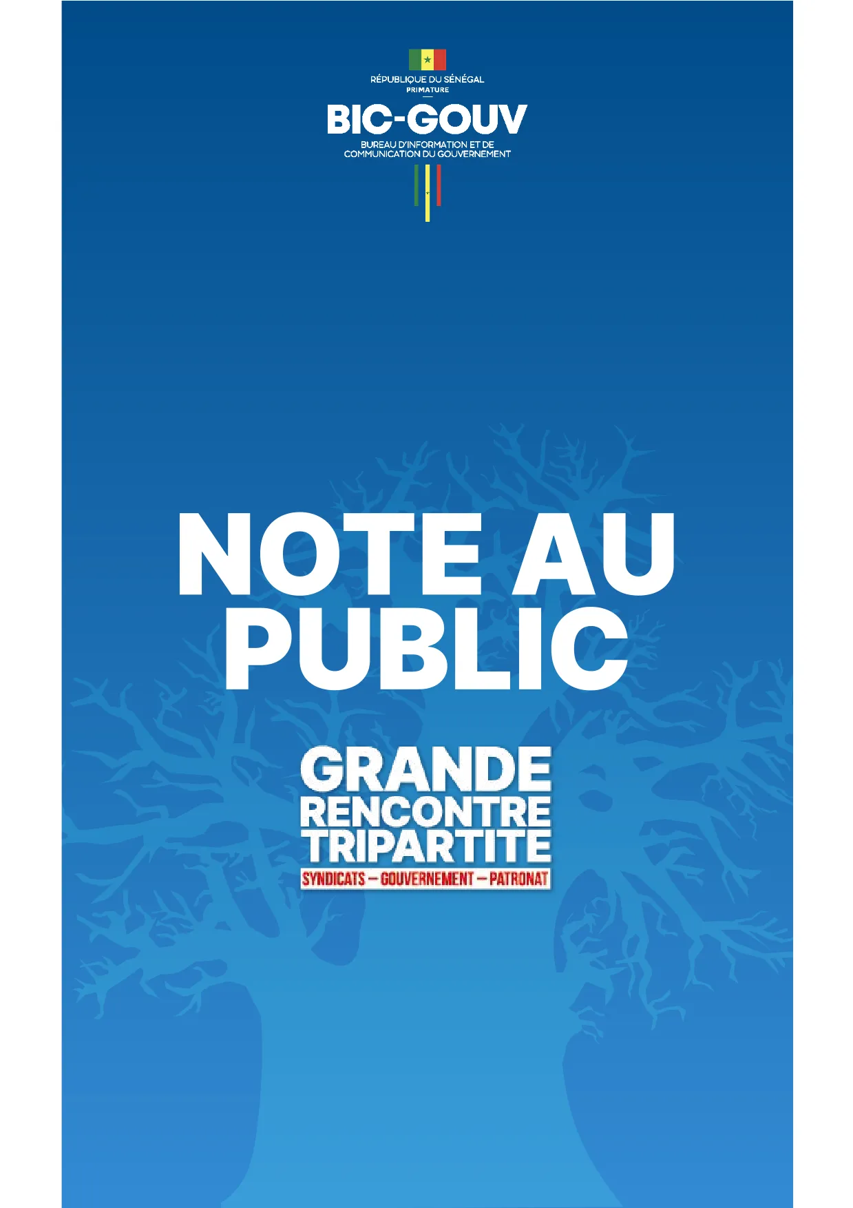 Note au public - rencontre Syndicats-Gouvernement-Patronat