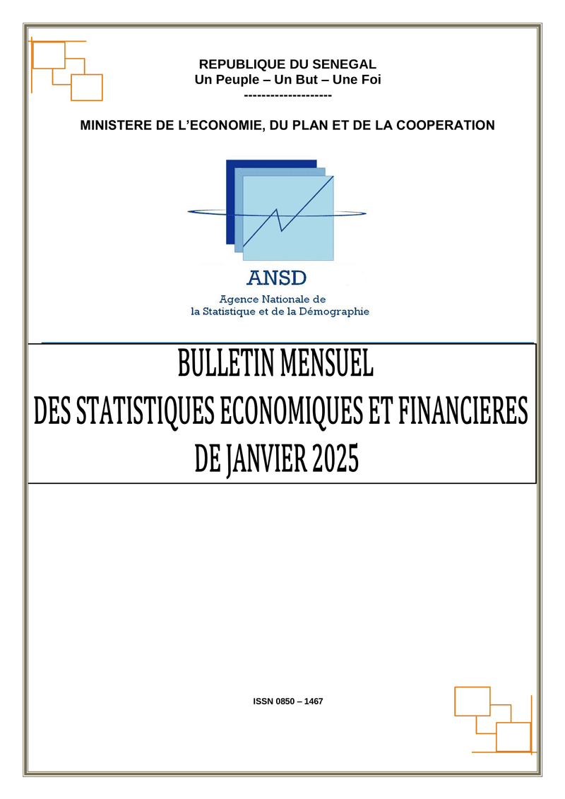 Bulletin mensuel des statistiques économiques et financières de janvier 2025 – ANSD