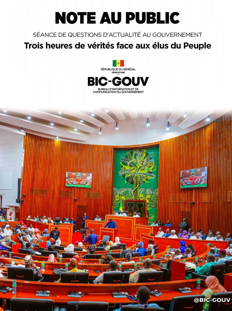 Note au Public - Questions d’actualité au Gouvernement 28 novembre 2025