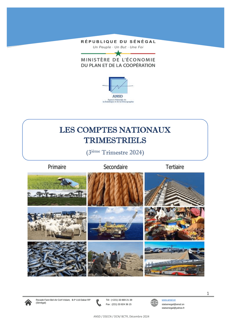 Comptes nationaux trimestriels du Sénégal, 3e trimestre 2024 – ANSD