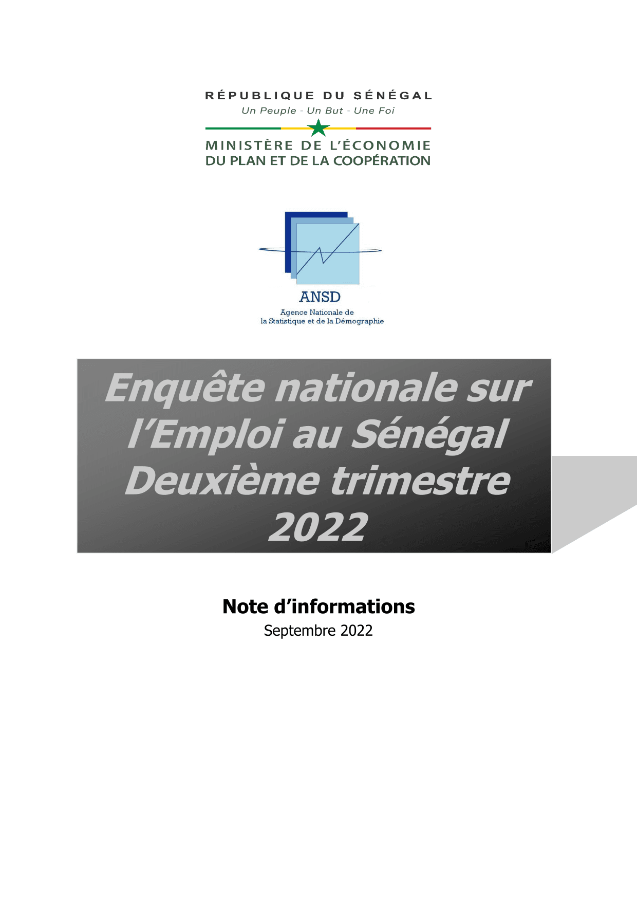 Enquête nationale sur l’Emploi au Sénégal (ENES), deuxième trimestre 2022 – ANSD