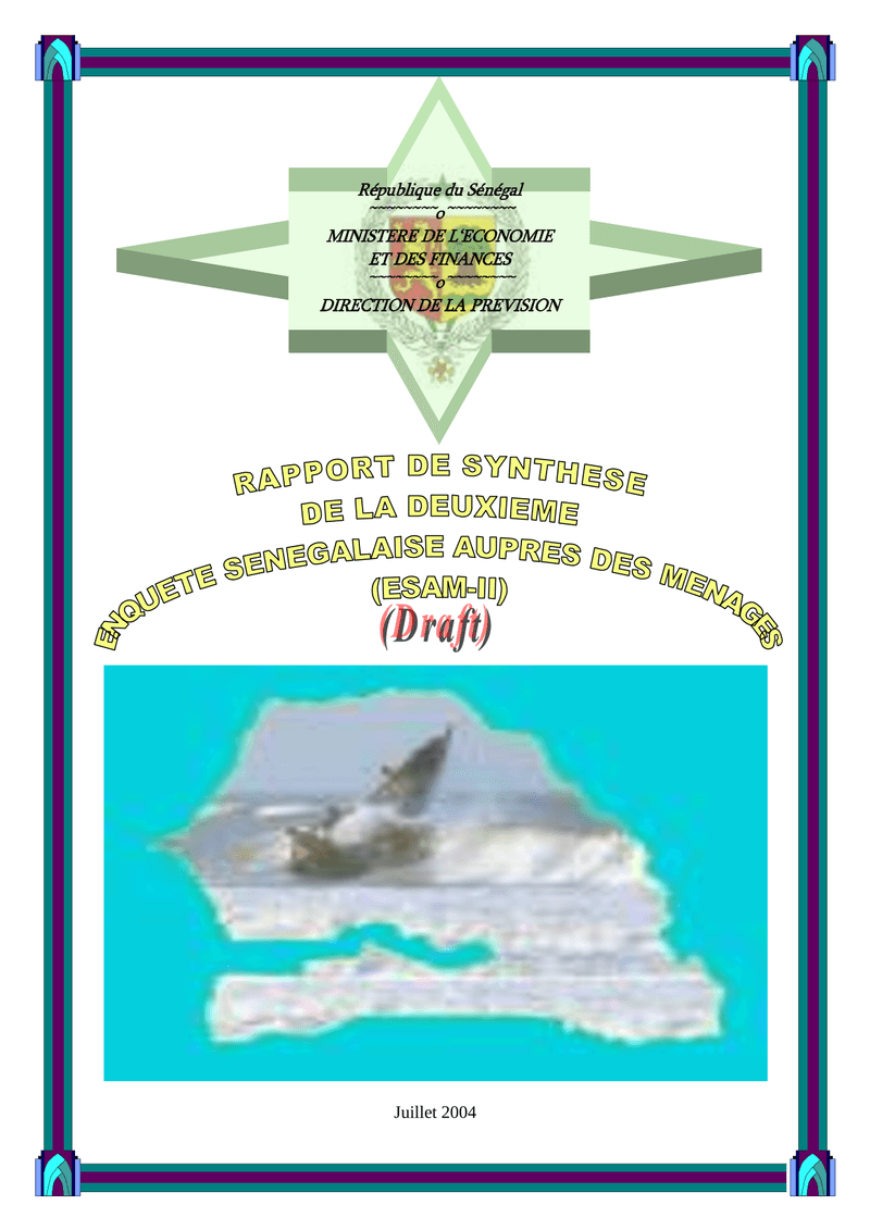 Deuxième Enquête sénégalaise auprès des ménages 2001-2002 – Direction de la Prévision et de la Statistique (DPS)