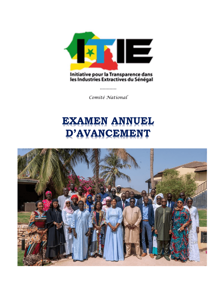 Rapport annuel d’avancement 2024 sur la mise en œuvre de la Norme ITIE au Sénégal – Comité national de l’Initiative pour la transparence dans les industries extractives (ITIE)