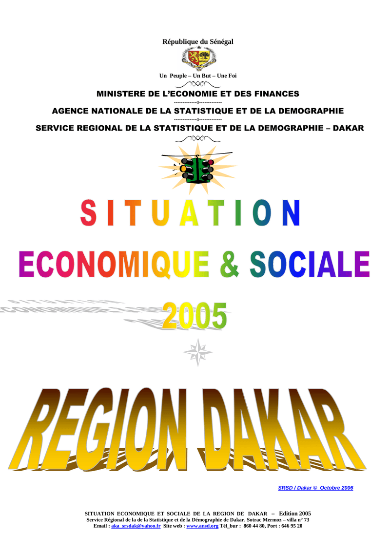 Situation économique et sociale (SES) de la région de Dakar 2005 – ANSD