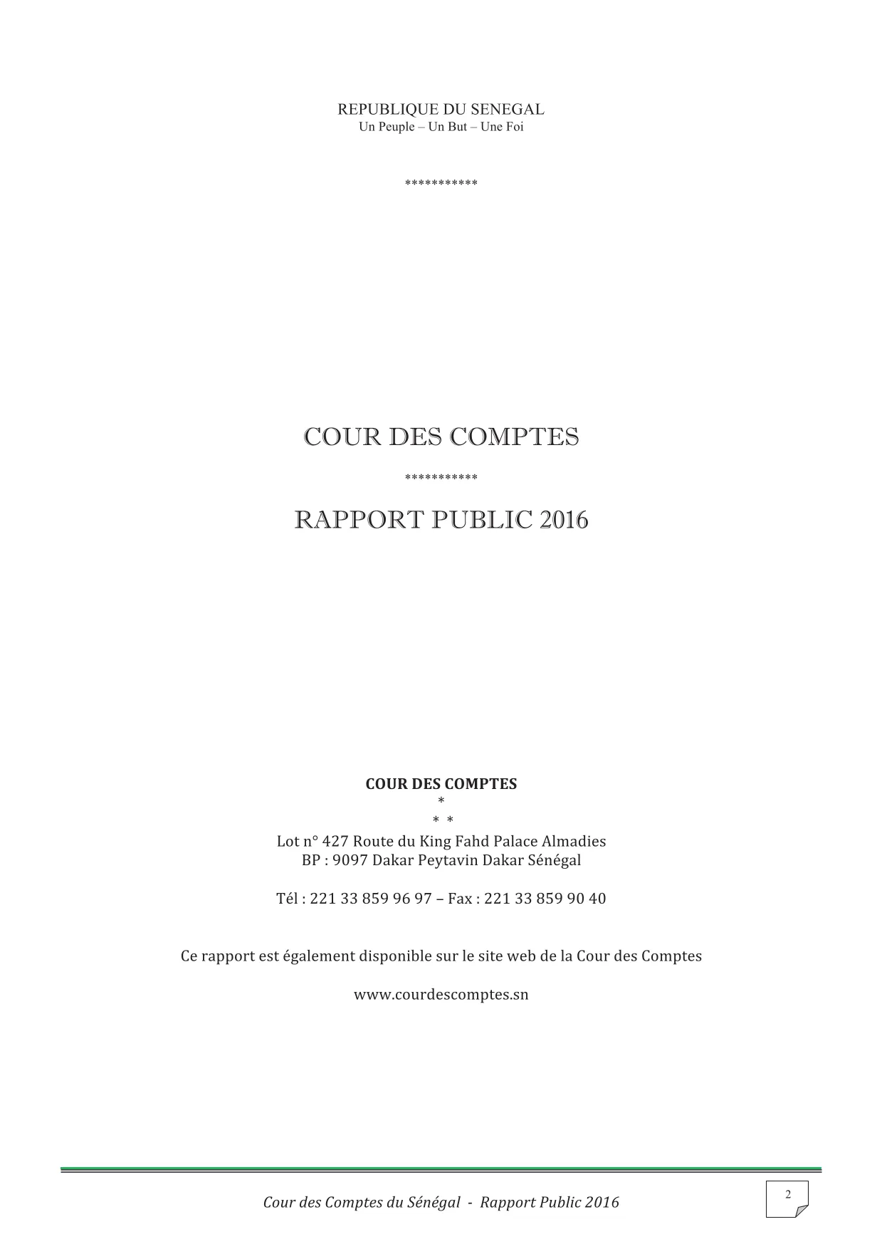 Cour des comptes Rapport Public Annuel 2016