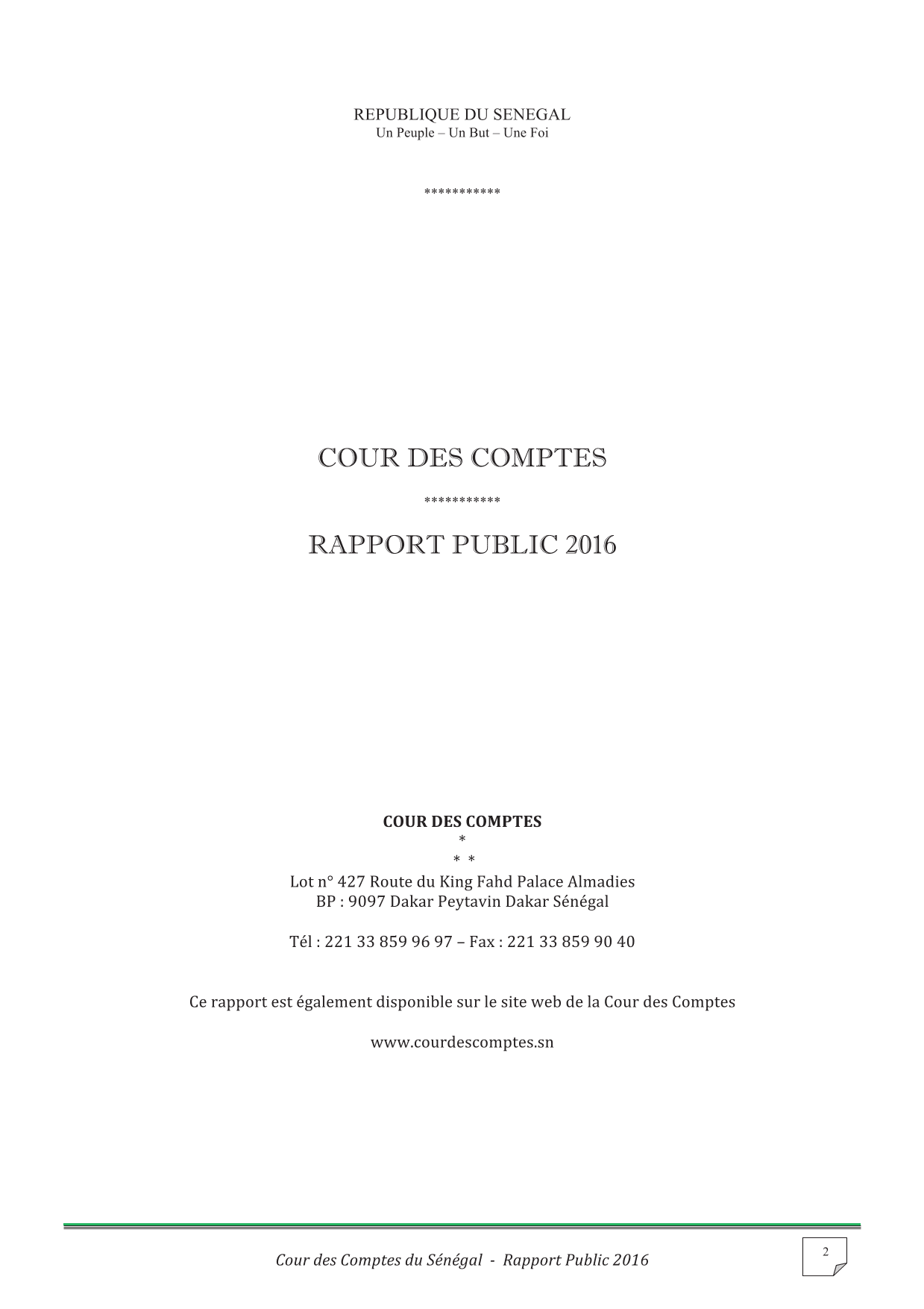 Cour des comptes Rapport Public Annuel 2016