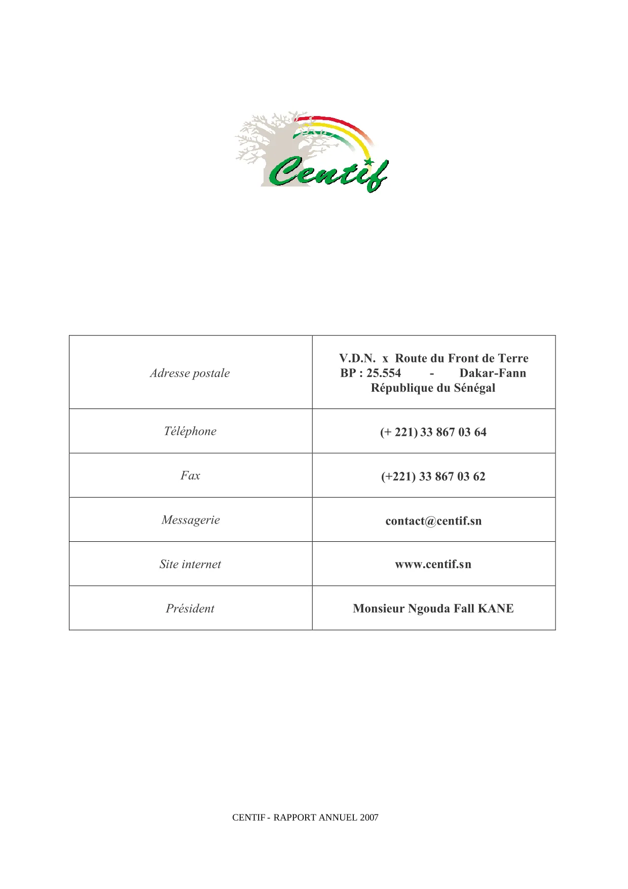 CENTIF Rapport d'activité 2007