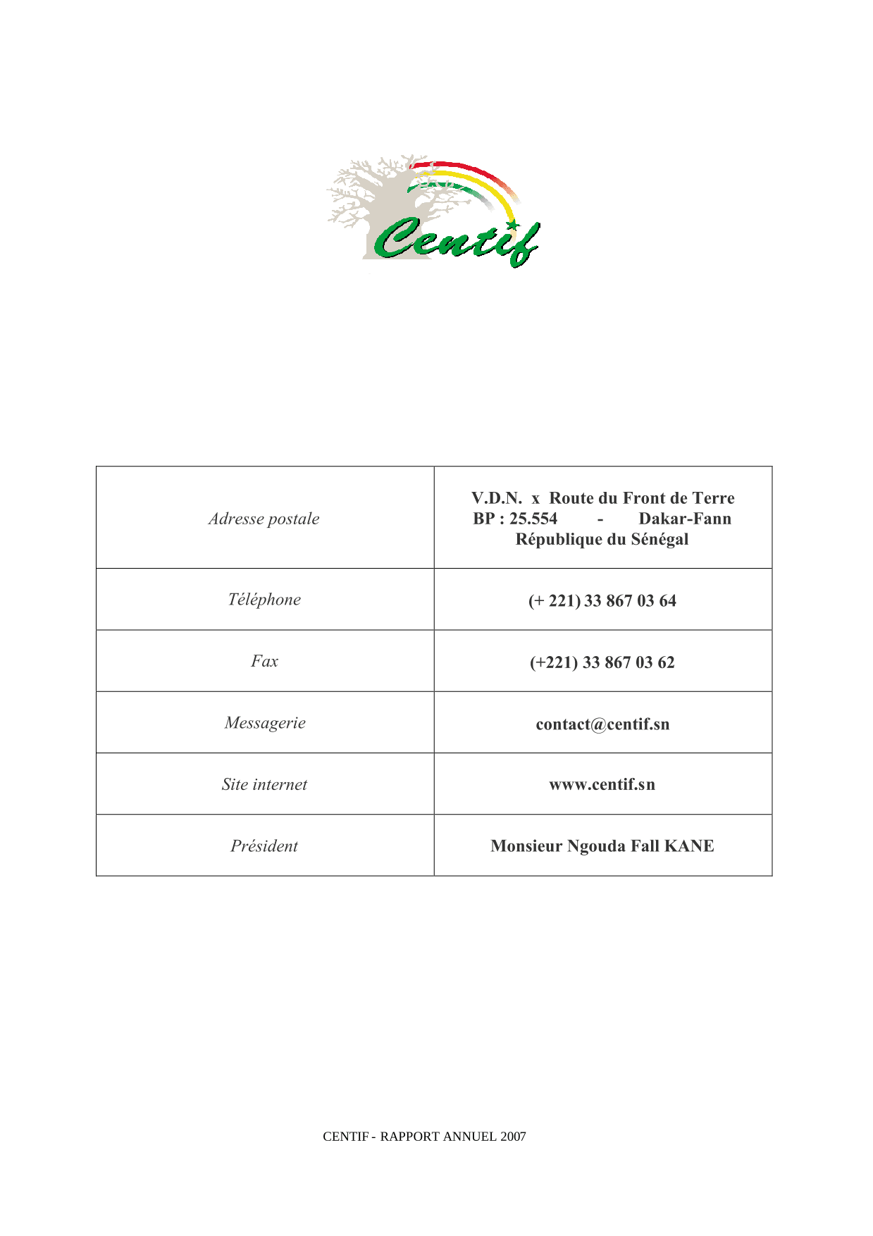 CENTIF Rapport d'activité 2007
