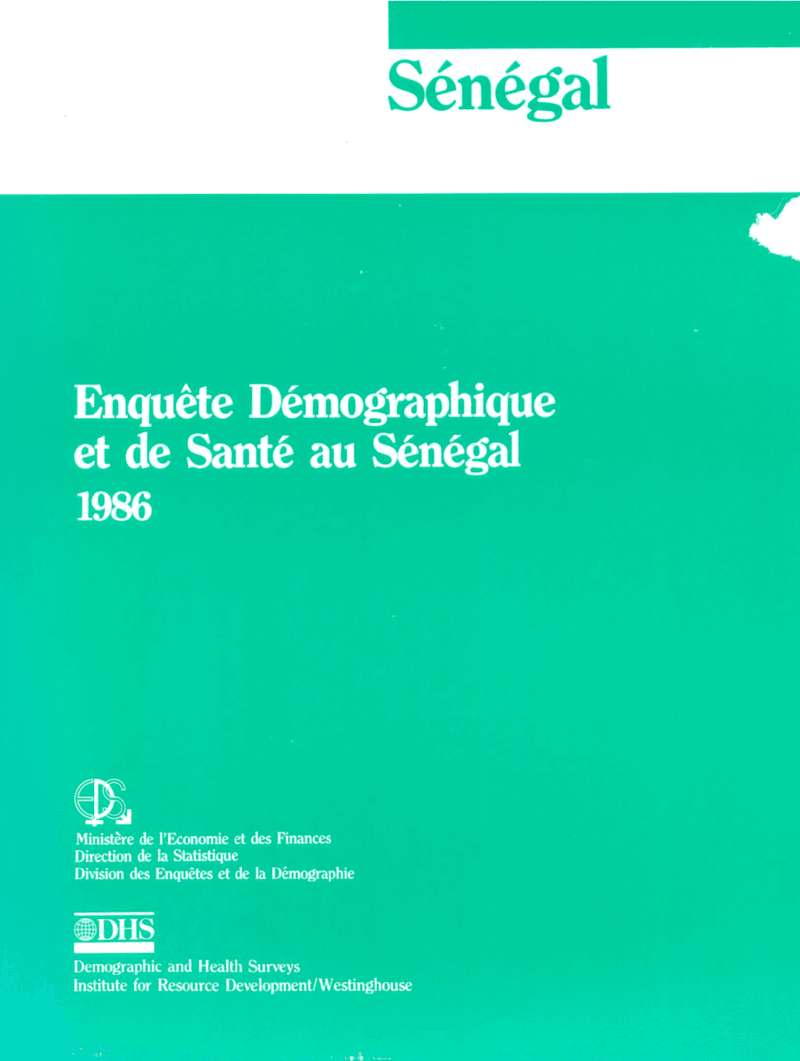 Enquête Démographique et de Santé au Sénégal 1986 – Direction de la Statistique