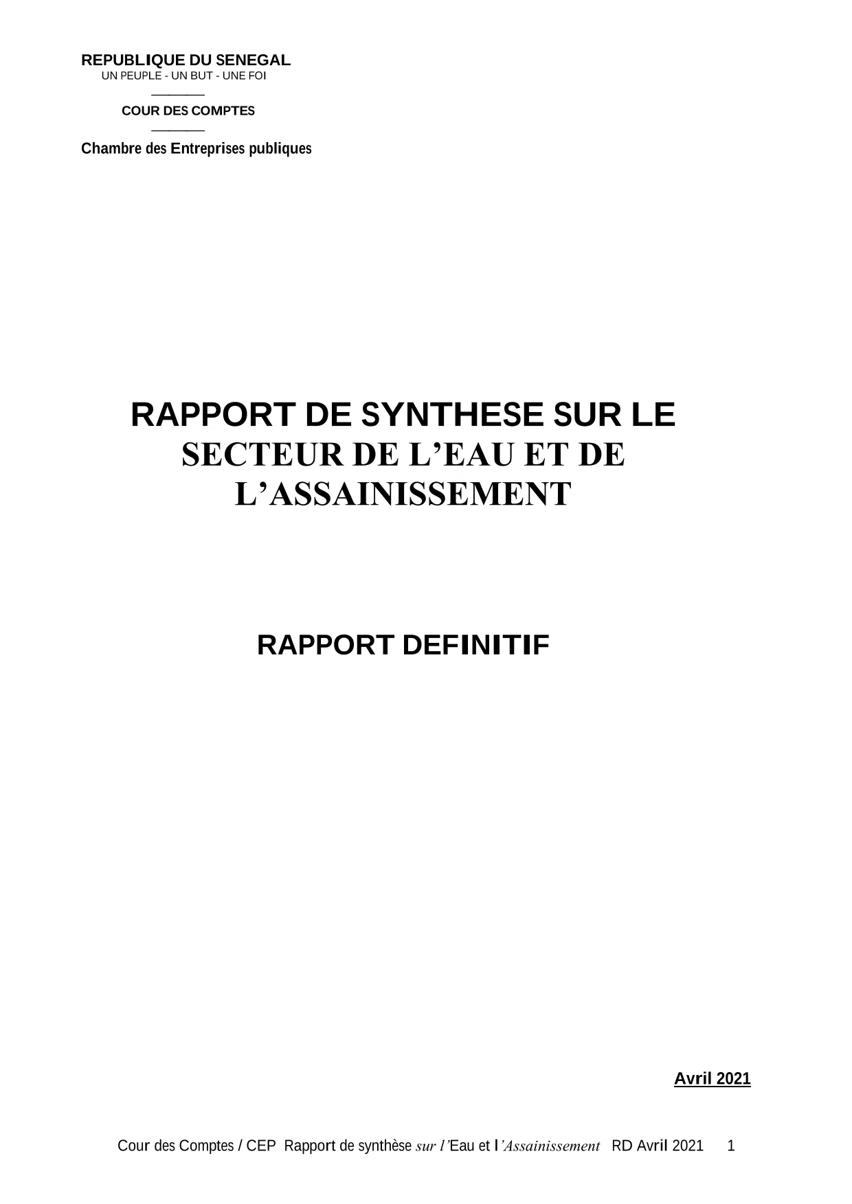 Cour des comptes rapport sur l'eau et l'assainissement 2021