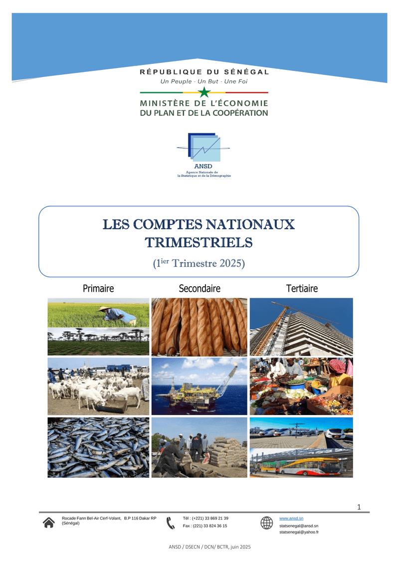 Comptes nationaux trimestriels du Sénégal au 1er trimestre 2025 – ANSD