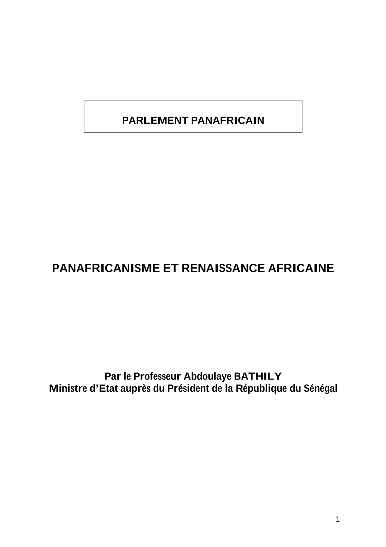 Panafricanisme et Renaissance Africaine