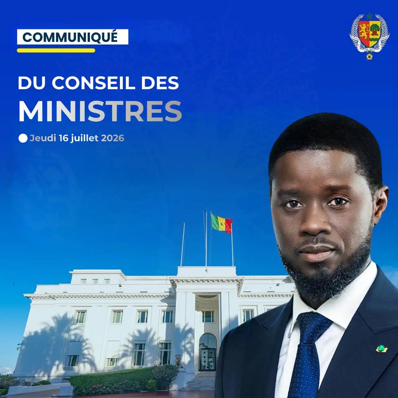 Conseil des Ministres du jeudi 16 juillet 2026