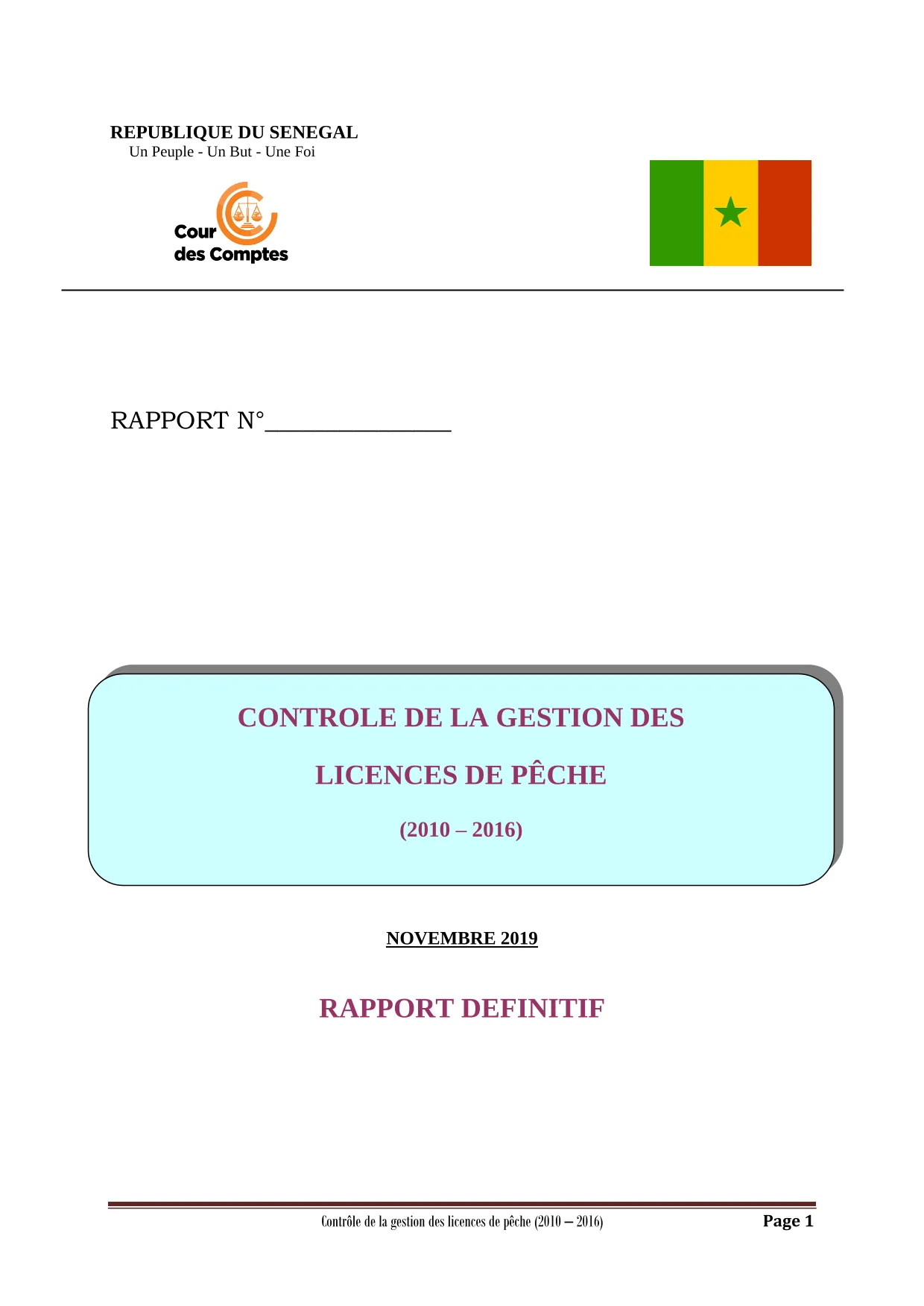 Cour des comptes Rapport Contrôle de la gestion des licences de pêche (2010–2016)
