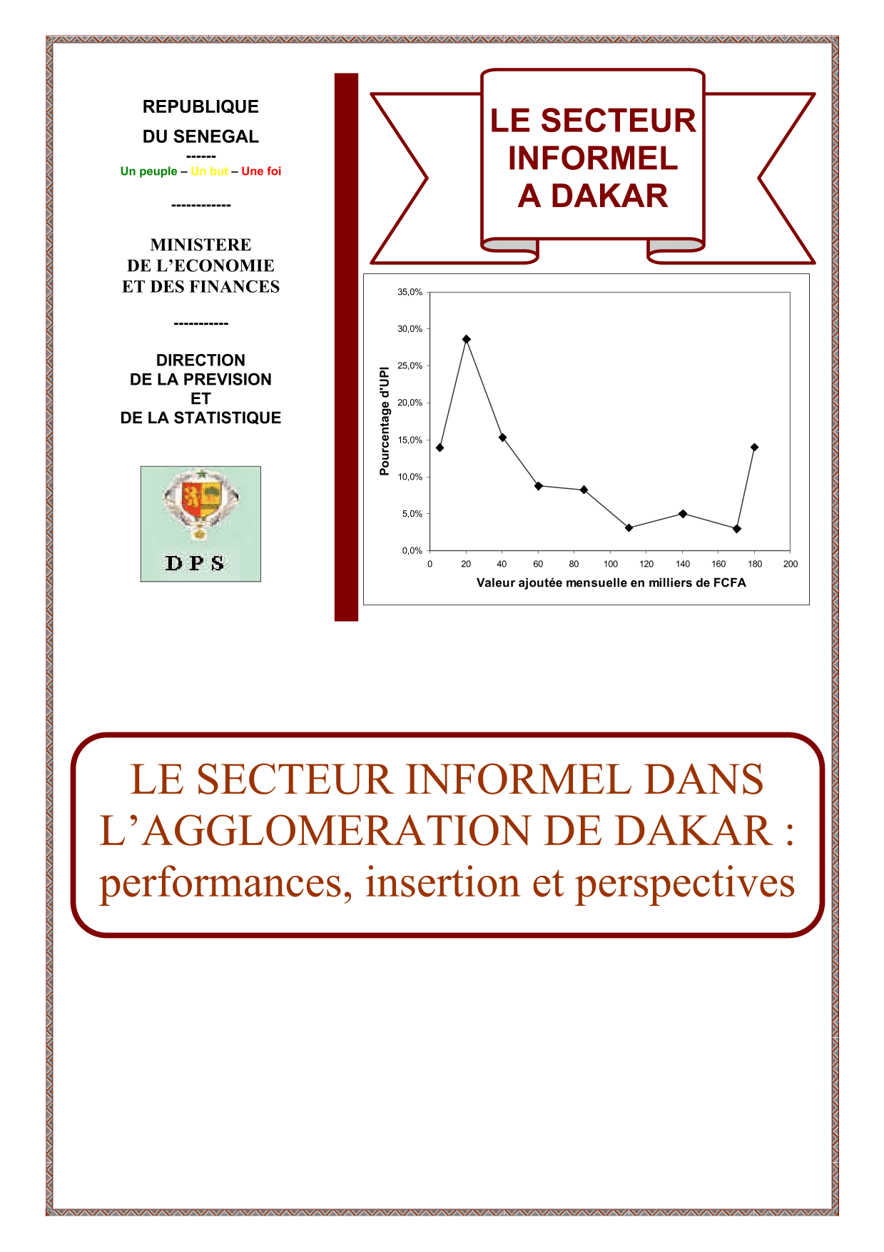 Le secteur informel dans l’agglomération de Dakar : performances, insertion et perspectives – DPS