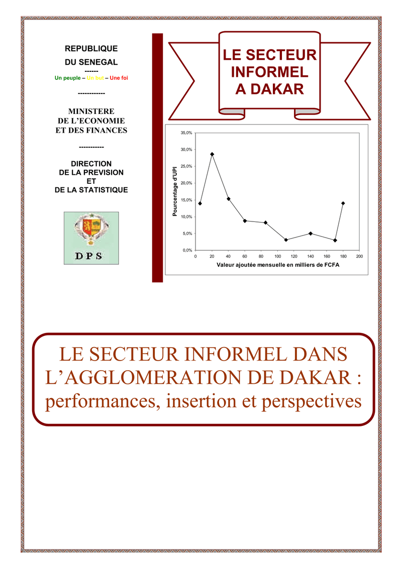 Le secteur informel dans l’agglomération de Dakar : performances, insertion et perspectives – DPS