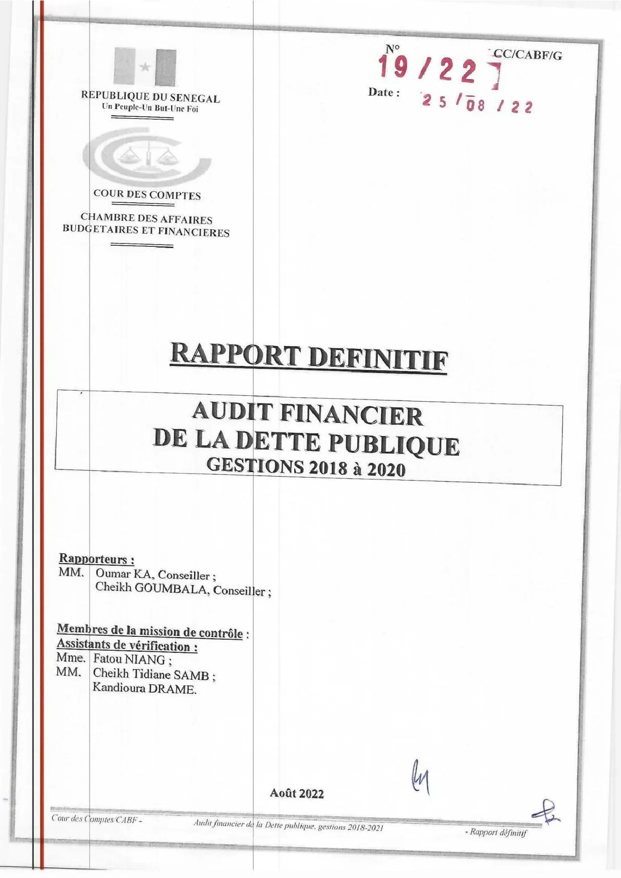 Cour des comptes Audit de la dette publique (2018-2020) 