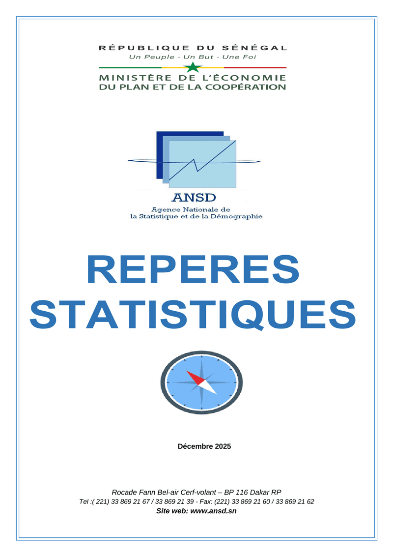 Repères statistiques du Sénégal, décembre 2025 – ANSD