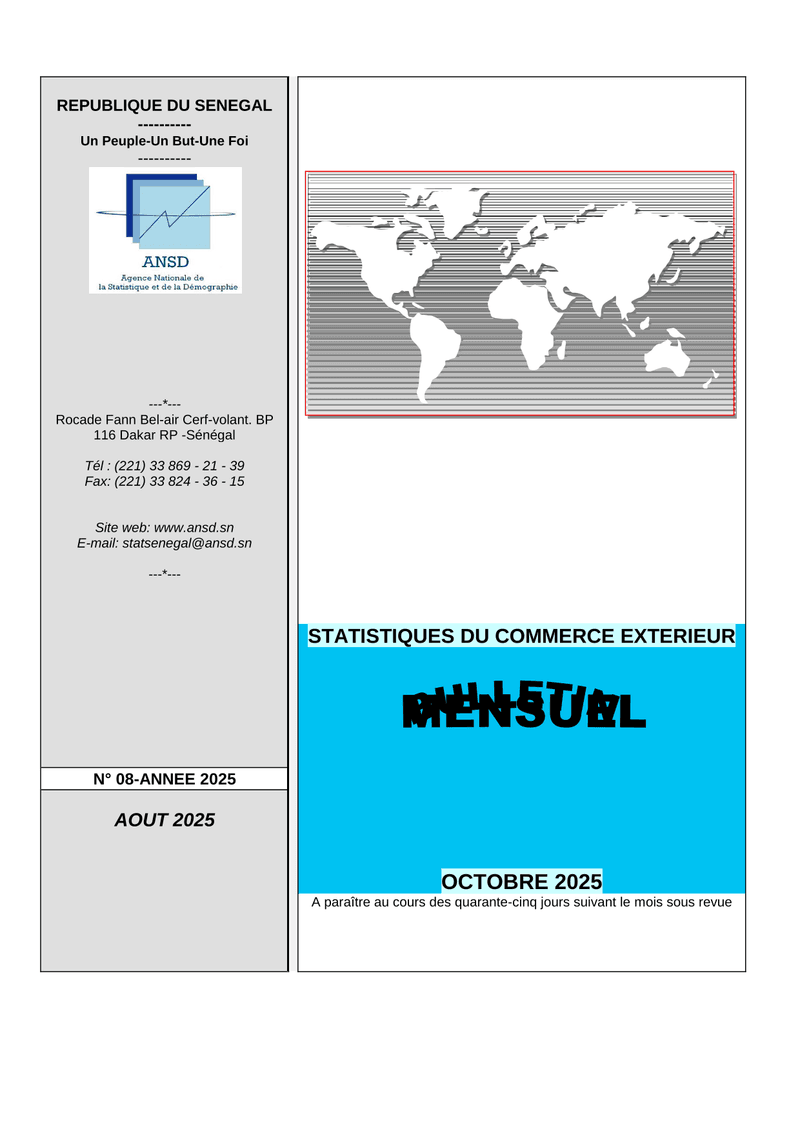Bulletin mensuel des statistiques du commerce extérieur (BMSCE), août 2025 – ANSD