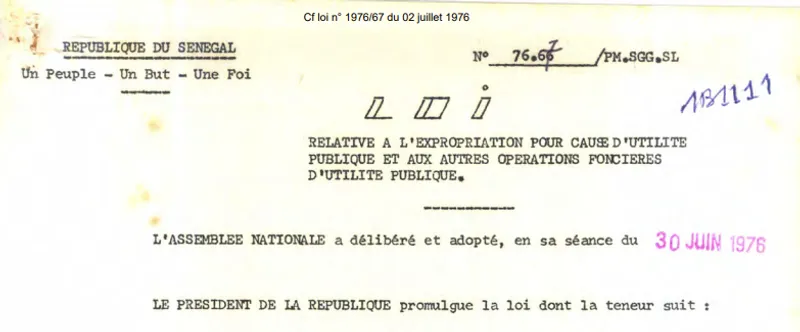 Loi n&deg; 76-67 du 02 juillet 1976 relative &agrave; l'expropriation pour cause d'utilit&eacute; publique