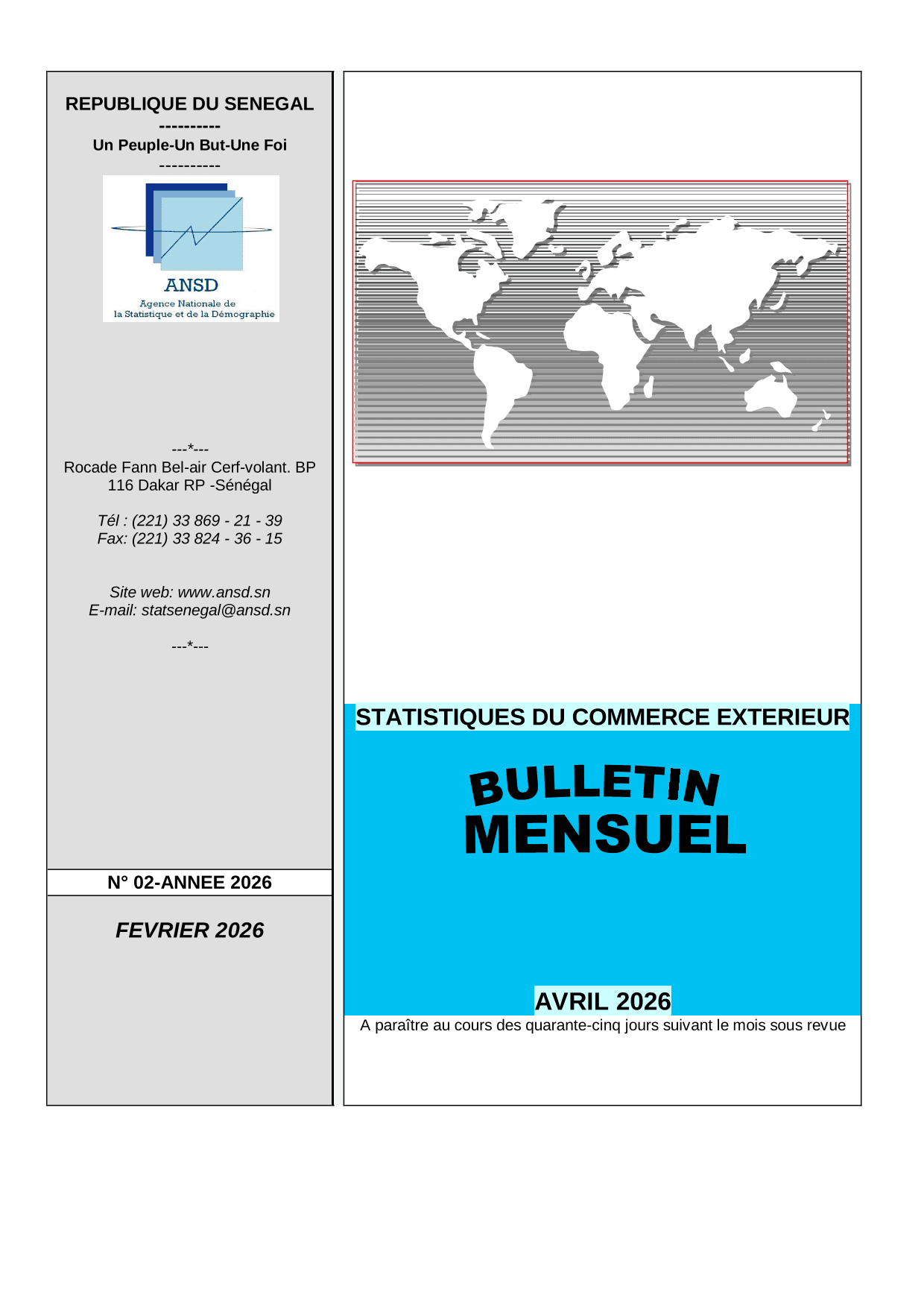 Bulletin mensuel des statistiques du commerce extérieur (BMSCE), février 2026 – ANSD