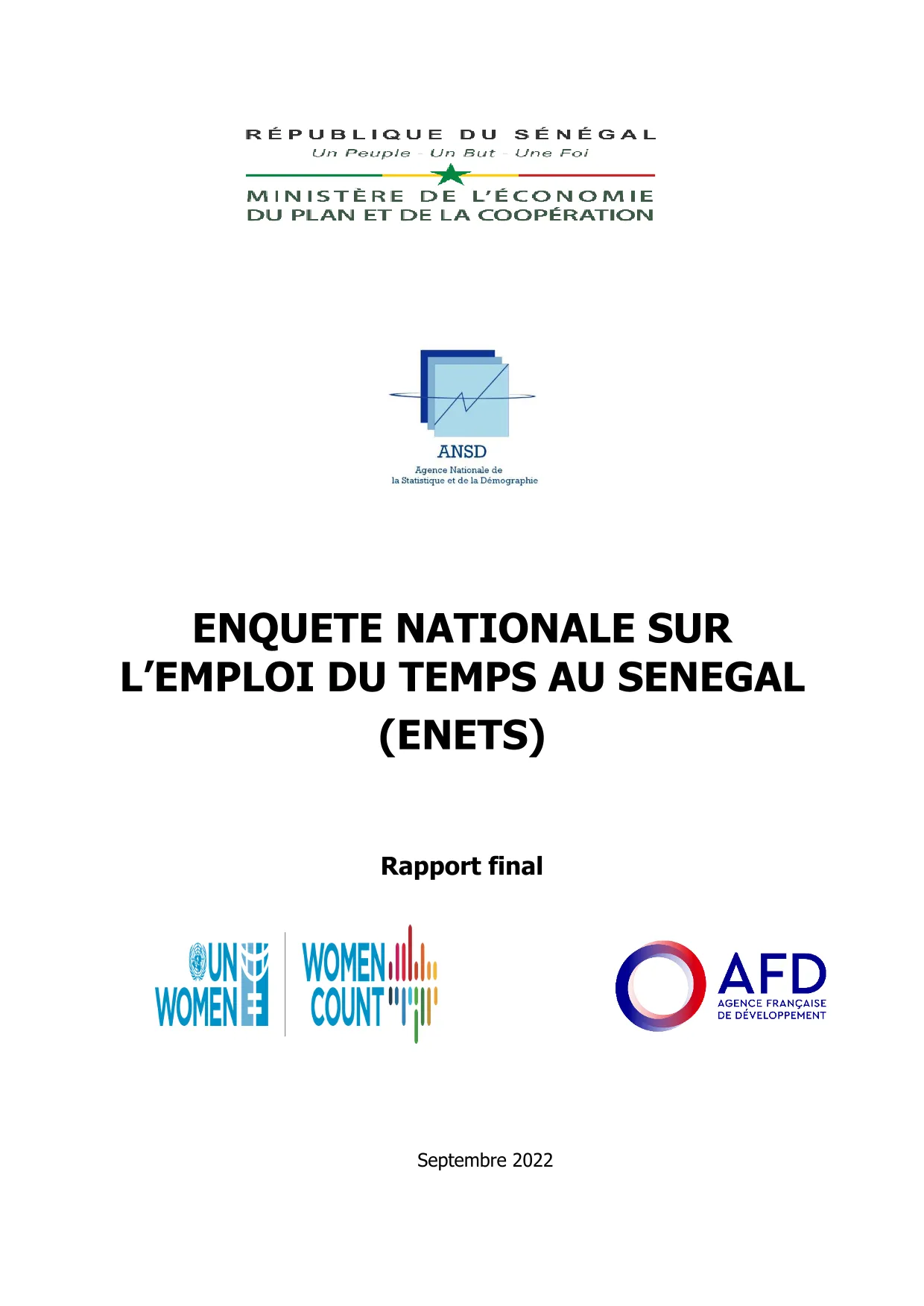 Enquête nationale sur l’emploi du temps au Sénégal (ENETS) 2021, rapport final – ANSD