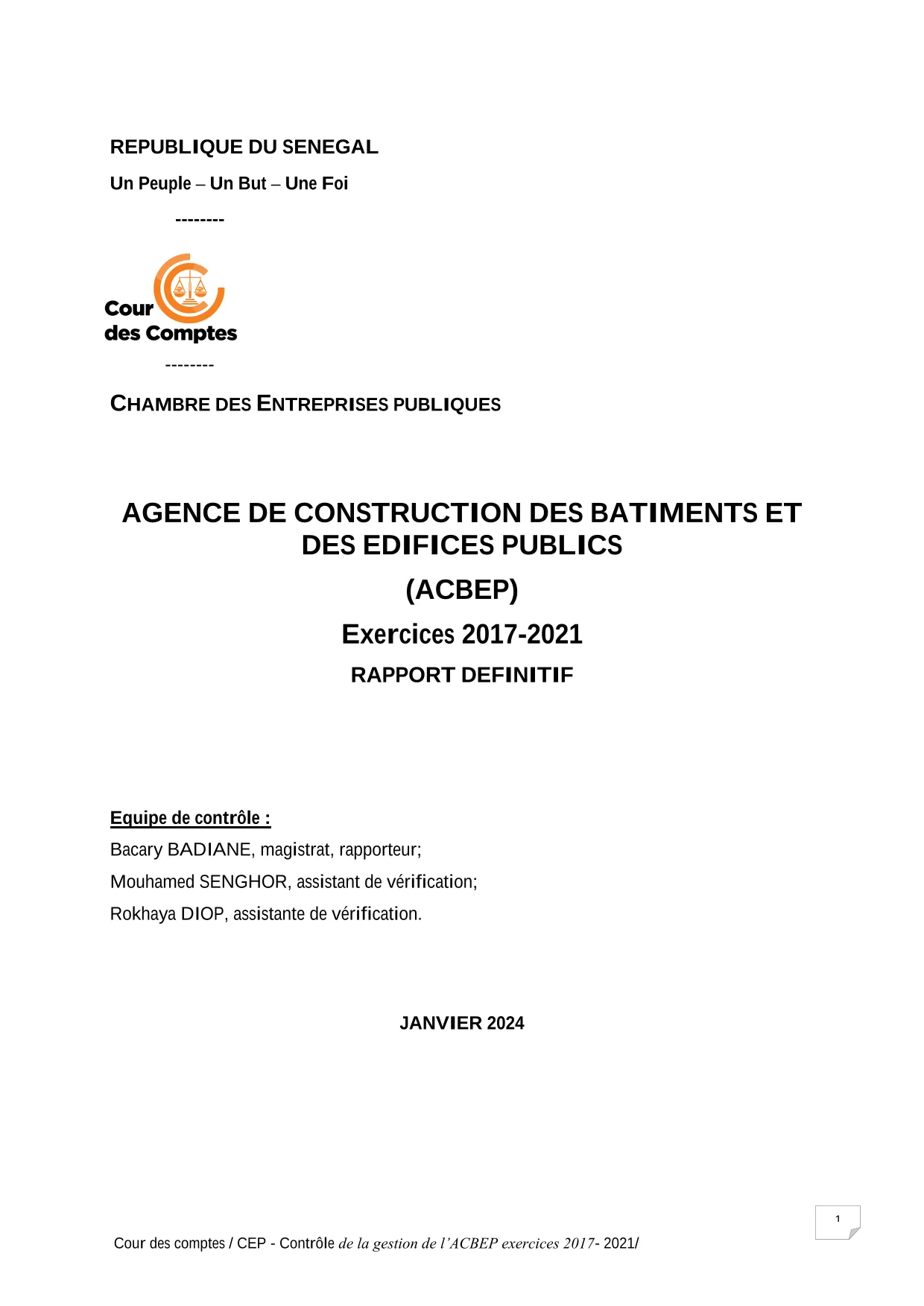 Cour des comptes Rapport contrôle de la gestion de l'ACBEP (2017-2021)