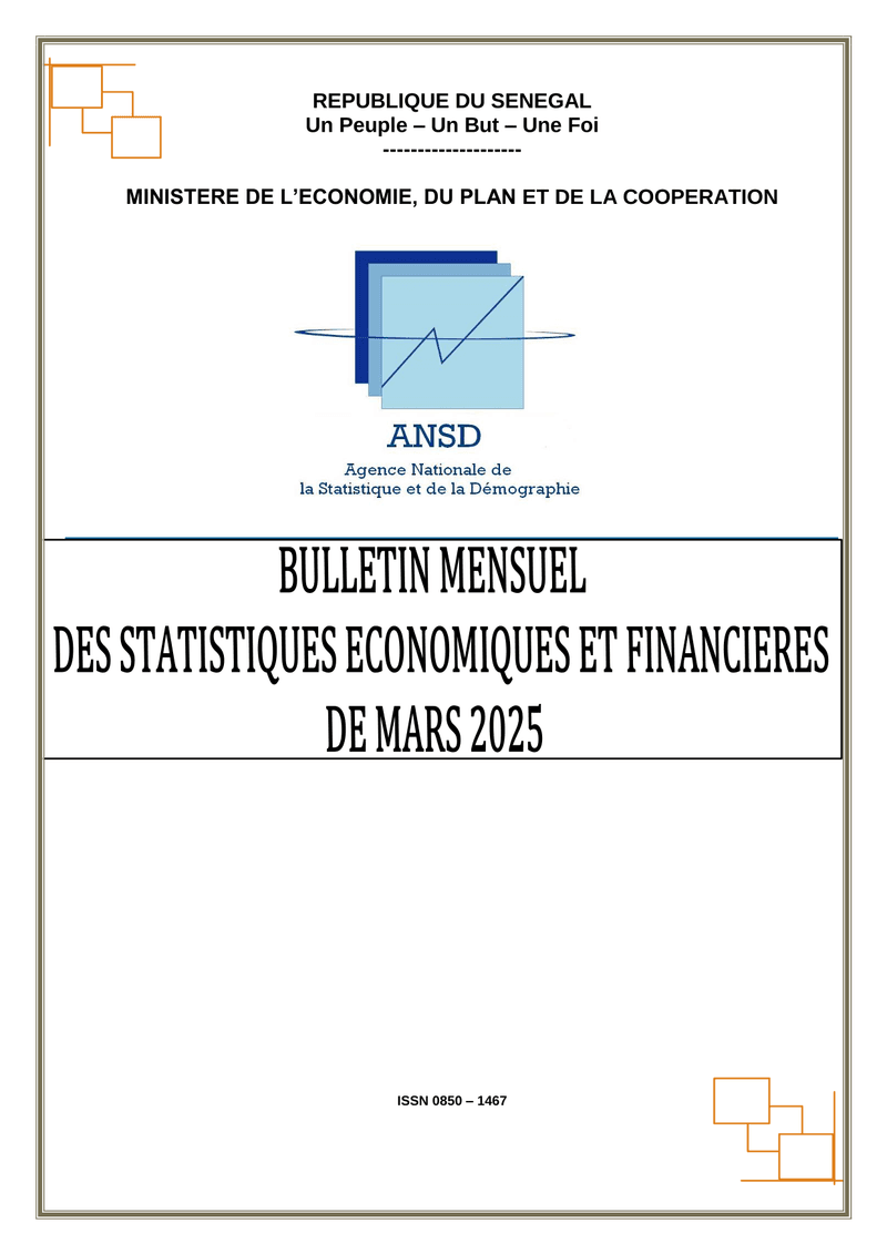 Bulletin mensuel des statistiques économiques et financières (BMSEF) de mars 2025 – ANSD