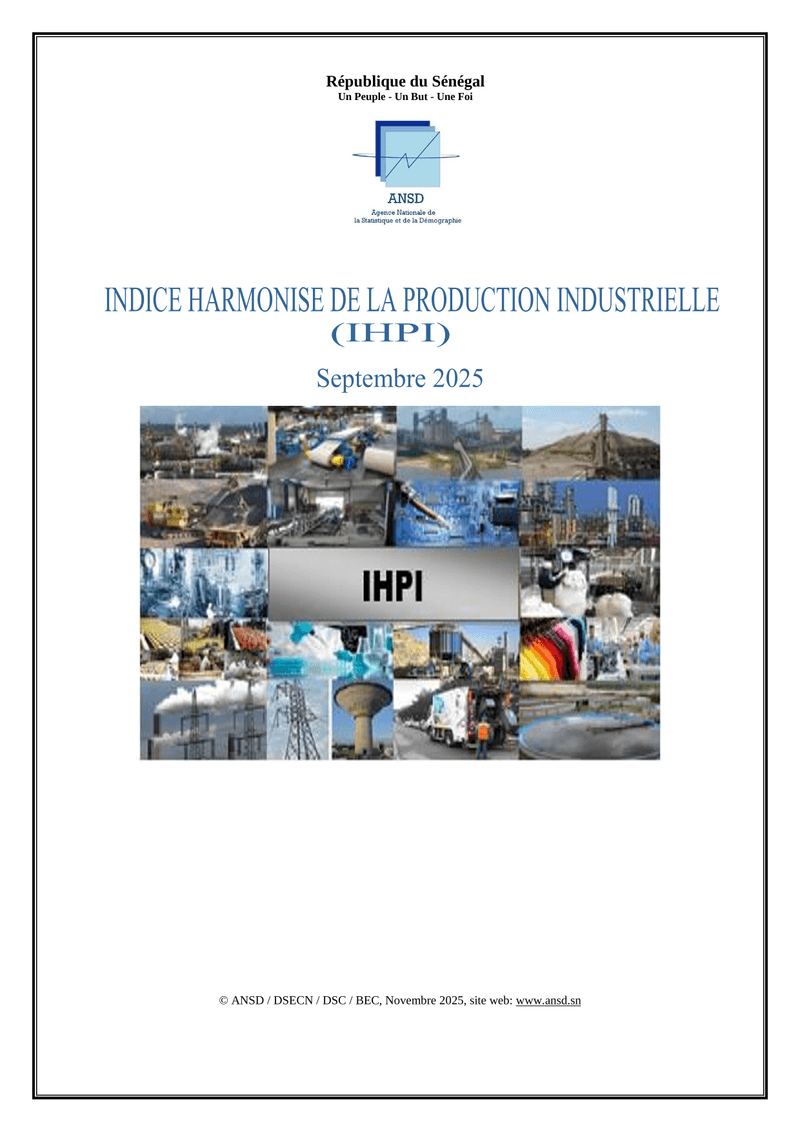 Indice harmonisé de la production industrielle (IHPI) du Sénégal, septembre 2025 – ANSD